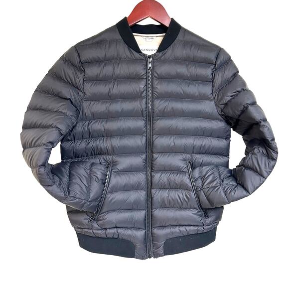 Sandova Women's Black Minimalist Puffer Quilted Down Jacket Bomber Warm Size S